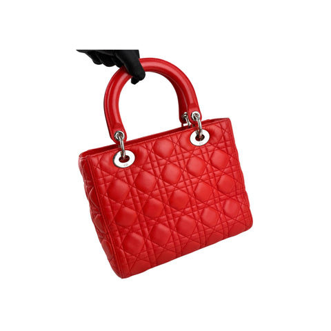 Christian Dior Cannage Quilted Lambskin Leather Medium Lady Dior Bag