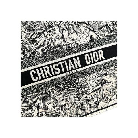 Christian Dior Canvas Embroidered Toile De Jouy Book Tote White Black