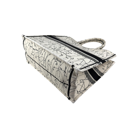 Christian Dior Canvas Embroidered Toile De Jouy Book Tote White Black