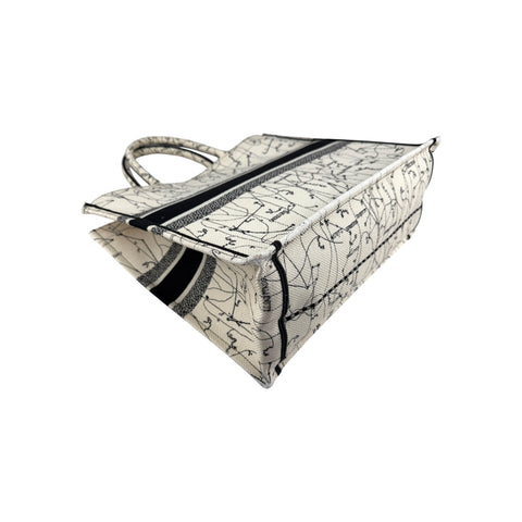 Christian Dior Canvas Embroidered Toile De Jouy Book Tote White Black
