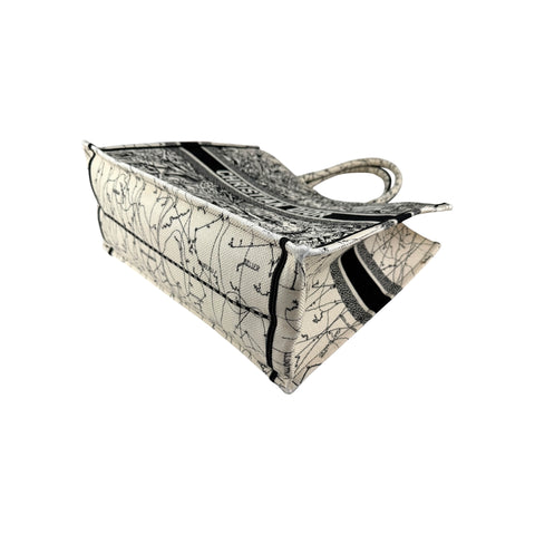 Christian Dior Canvas Embroidered Toile De Jouy Book Tote White Black