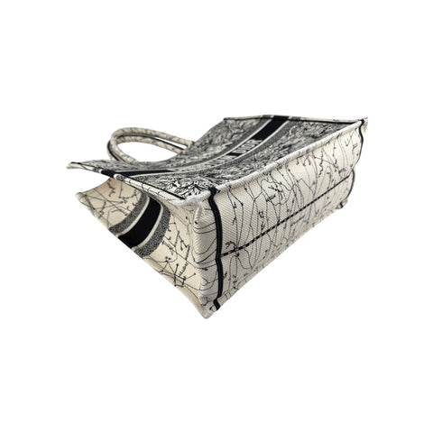 Christian Dior Canvas Embroidered Toile De Jouy Book Tote White Black
