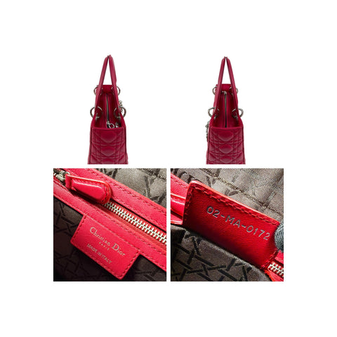 Christian Dior Red Leather Medium Lady Dior Bag