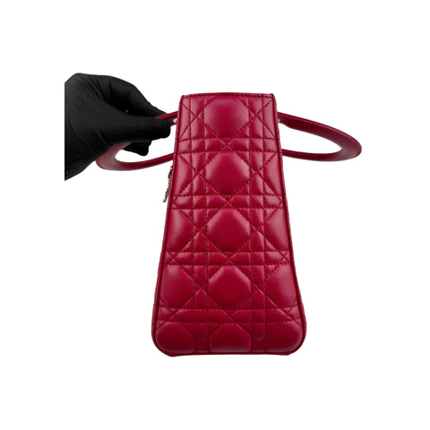 Christian Dior Red Leather Medium Lady Dior Bag