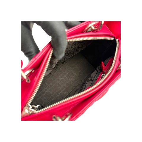 Christian Dior Red Leather Medium Lady Dior Bag