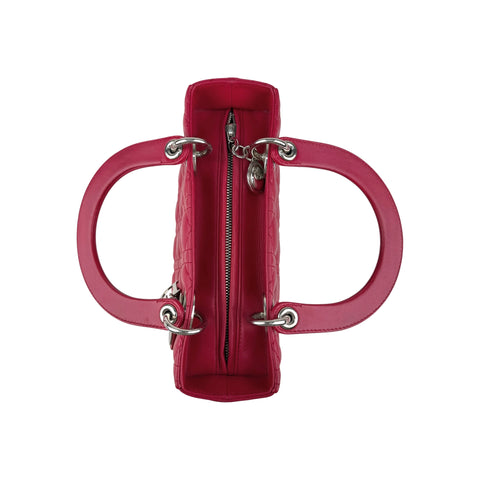 Christian Dior Red Leather Medium Lady Dior Bag