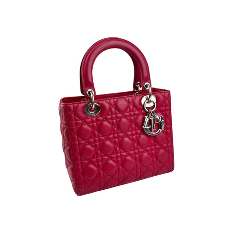 Christian Dior Red Leather Medium Lady Dior Bag