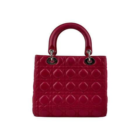 Christian Dior Red Leather Medium Lady Dior Bag