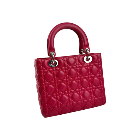 Christian Dior Red Leather Medium Lady Dior Bag