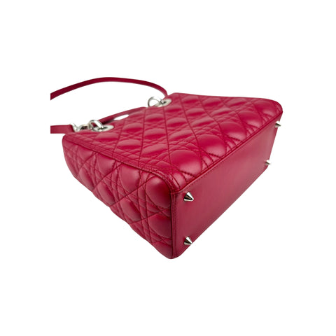 Christian Dior Red Leather Medium Lady Dior Bag