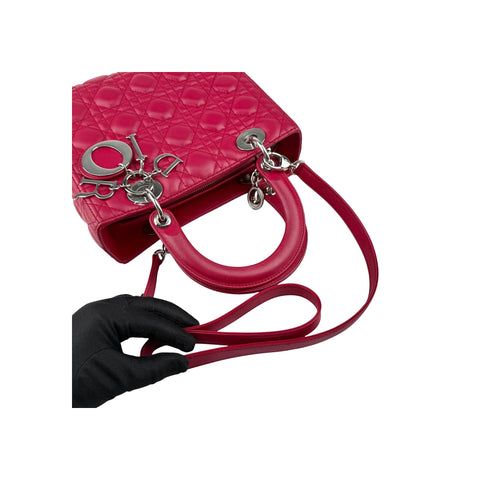 Christian Dior Red Leather Medium Lady Dior Bag