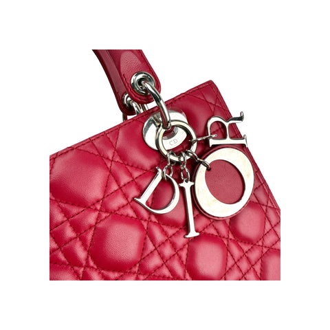 Christian Dior Red Leather Medium Lady Dior Bag
