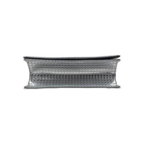 Christian Dior Silver Metallic Leather Micro Cannage Medium Diorama Bag