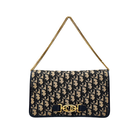 christian dior oblique jacquard chain handbag front