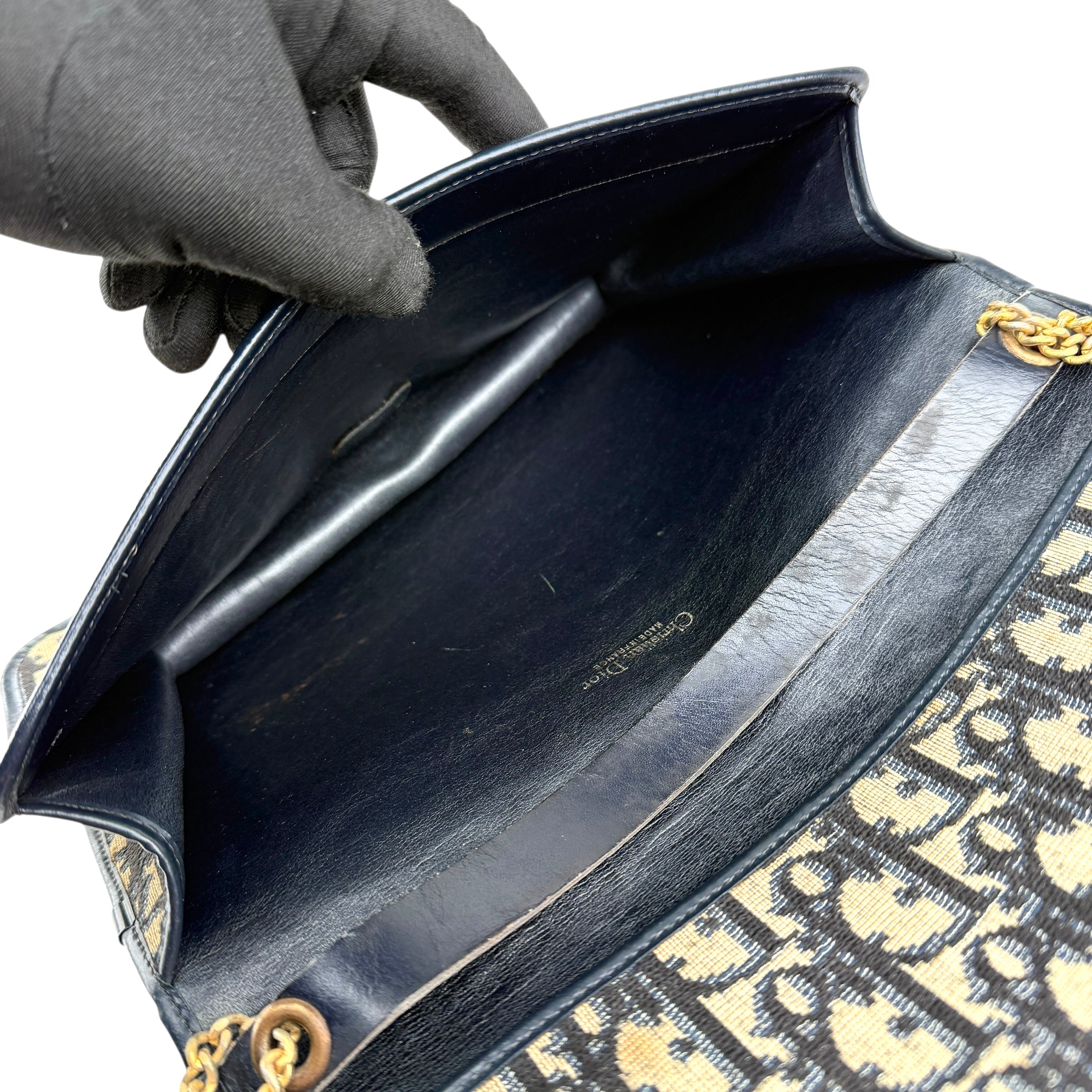 christian dior oblique jacquard chain handbag inside