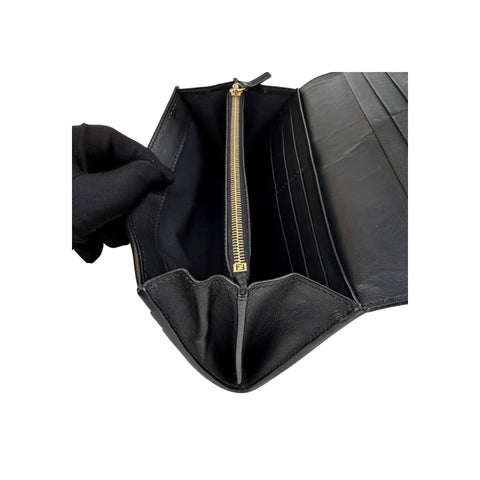 Fendi Black Leather Metallic Monster Eyes Bugs Zip Around Wallet