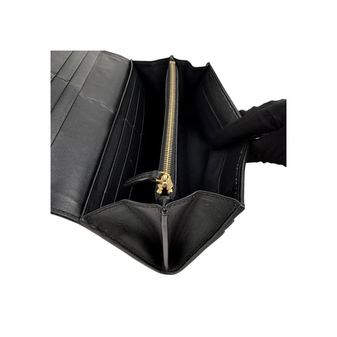 Fendi Black Leather Metallic Monster Eyes Bugs Zip Around Wallet