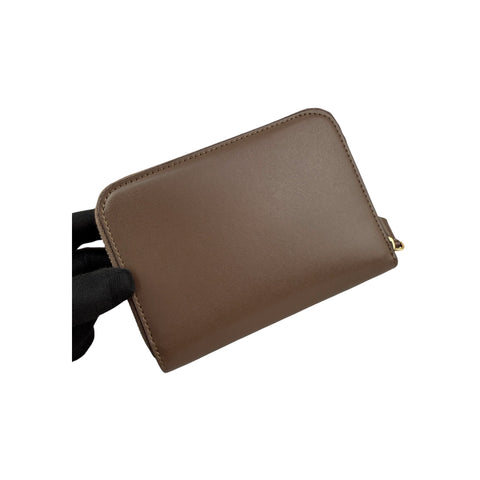 Fendi Zip Around Leather Wallet with Ring Accent Wo - Brown