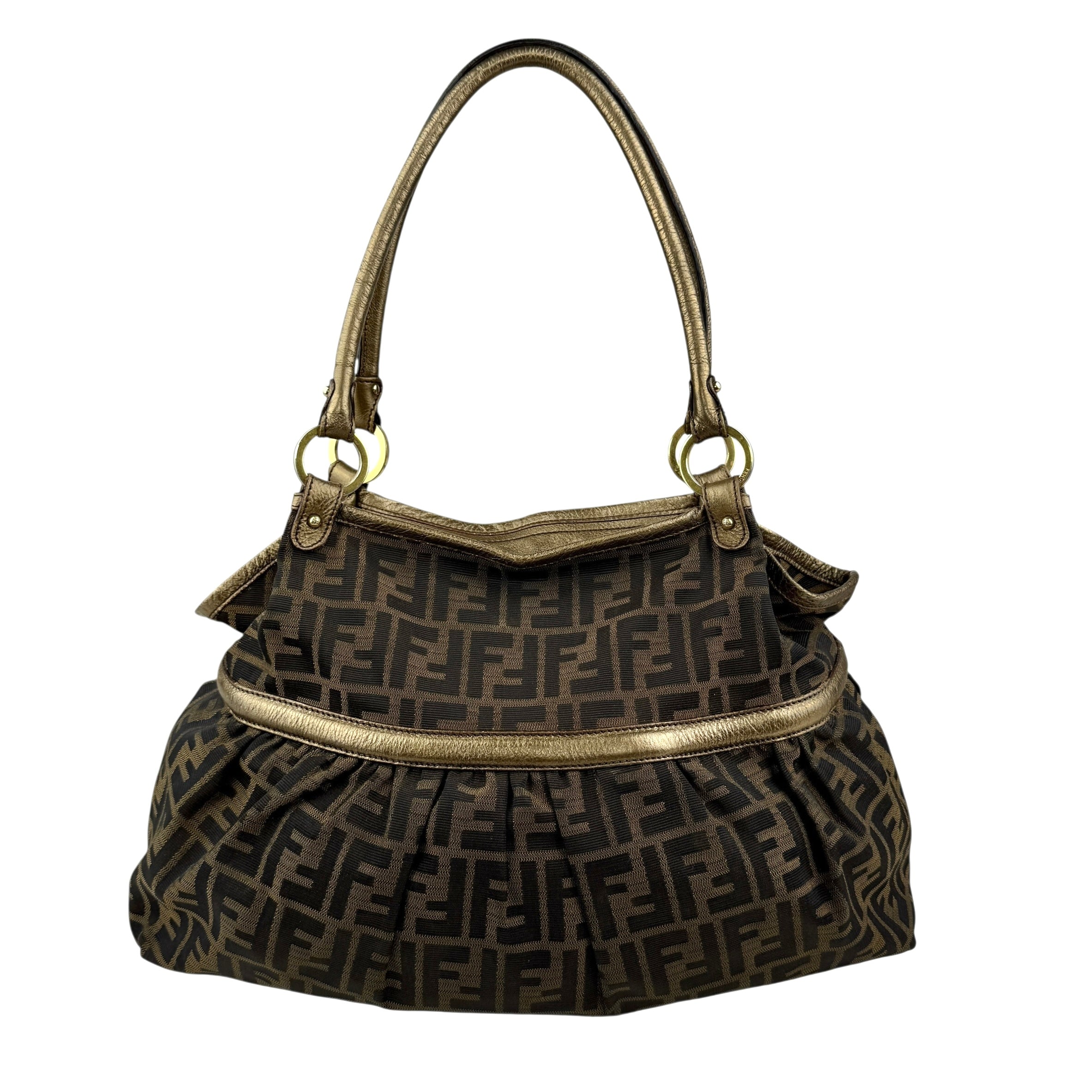 fendi zucca charm brown tote bag back