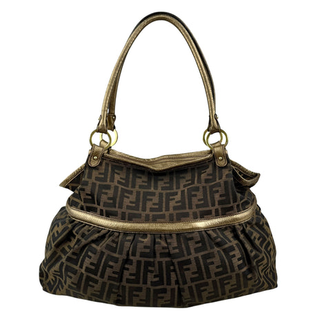 fendi zucca charm brown tote bag back