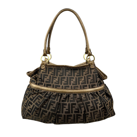 fendi zucca charm brown tote bag front