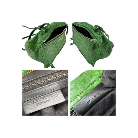 Givenchy Green Wrinkled Sheepskin Leather Mini Pandora Bag