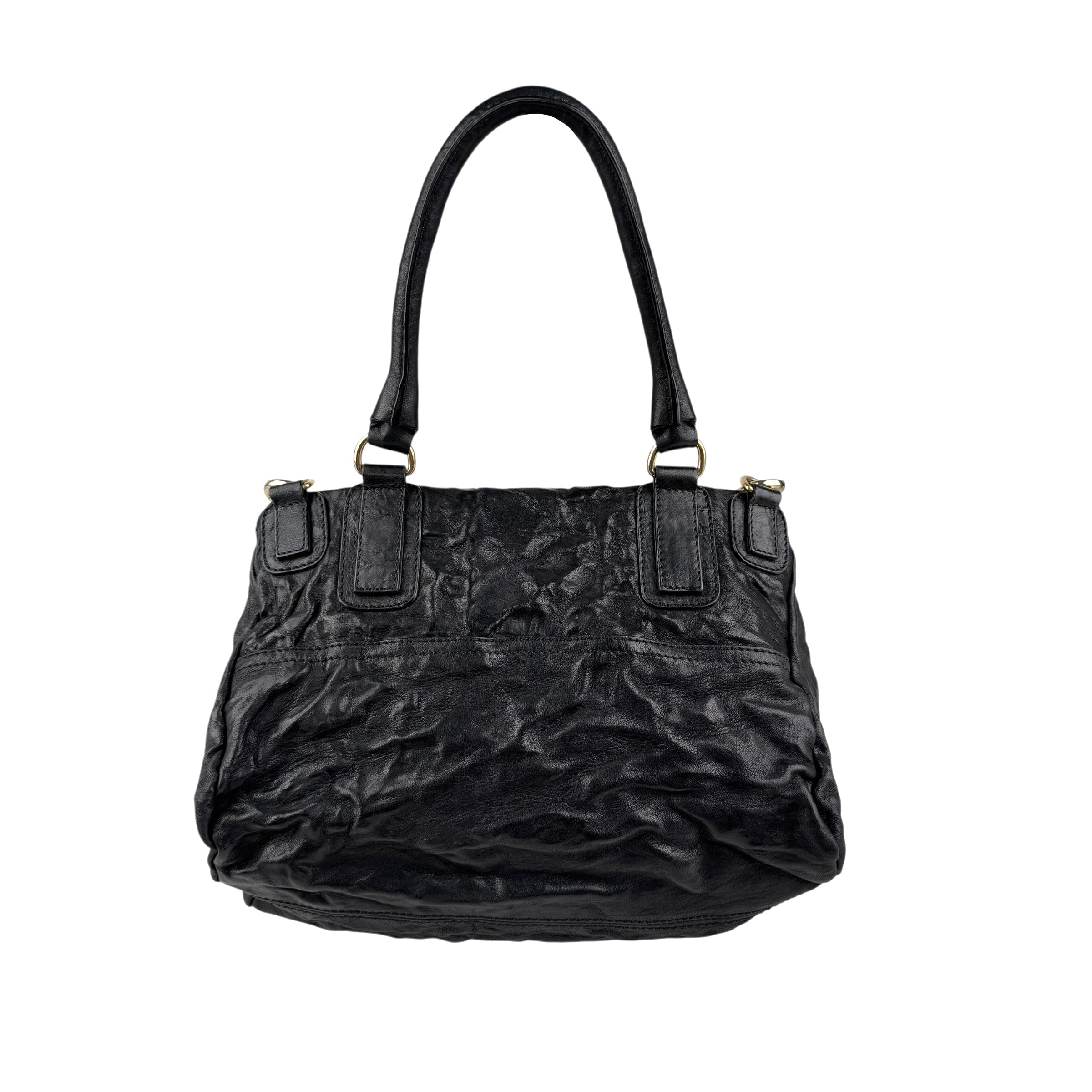 givenchy black sheepskin leather medium pepe pandora bag back