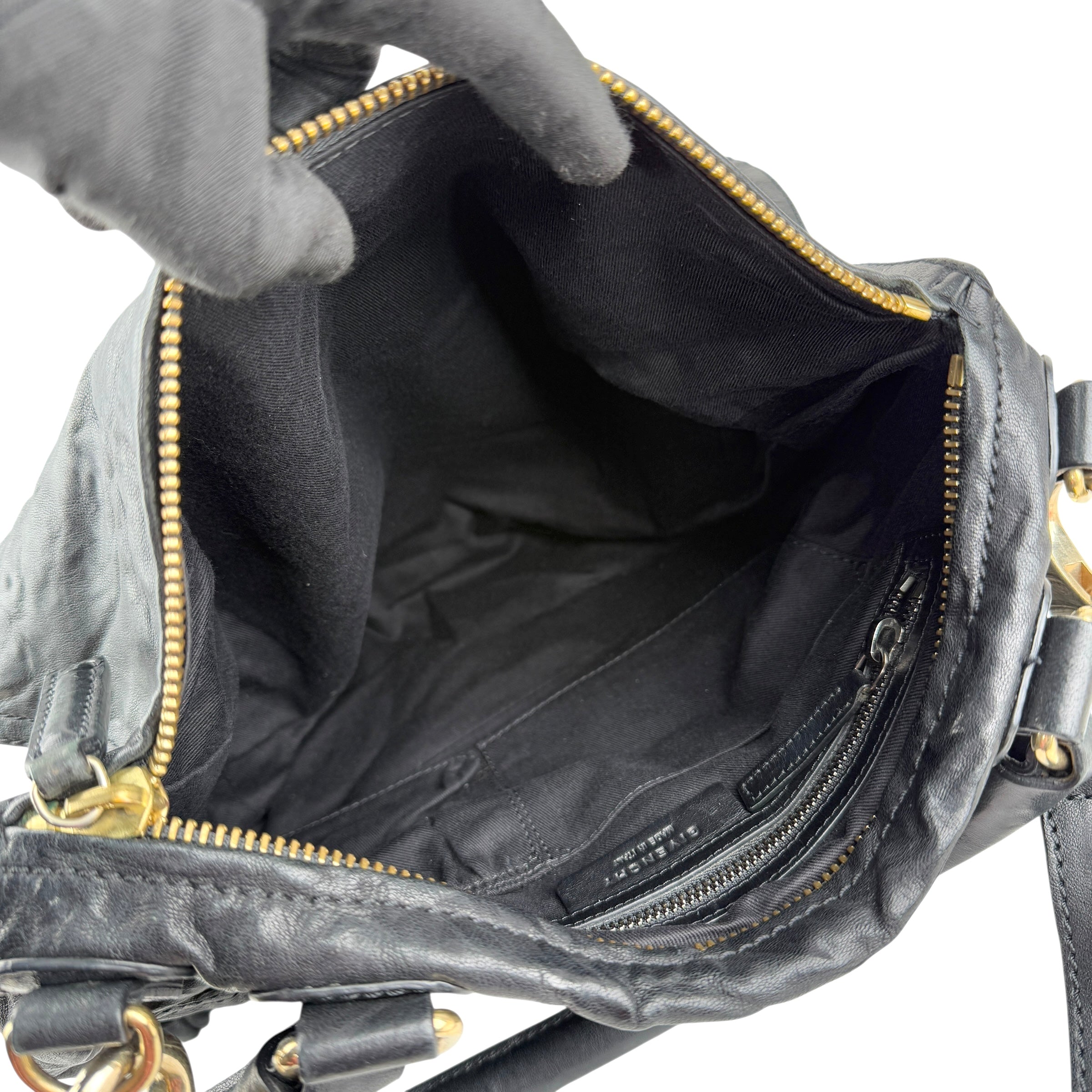 givenchy black sheepskin leather medium pepe pandora bag inside