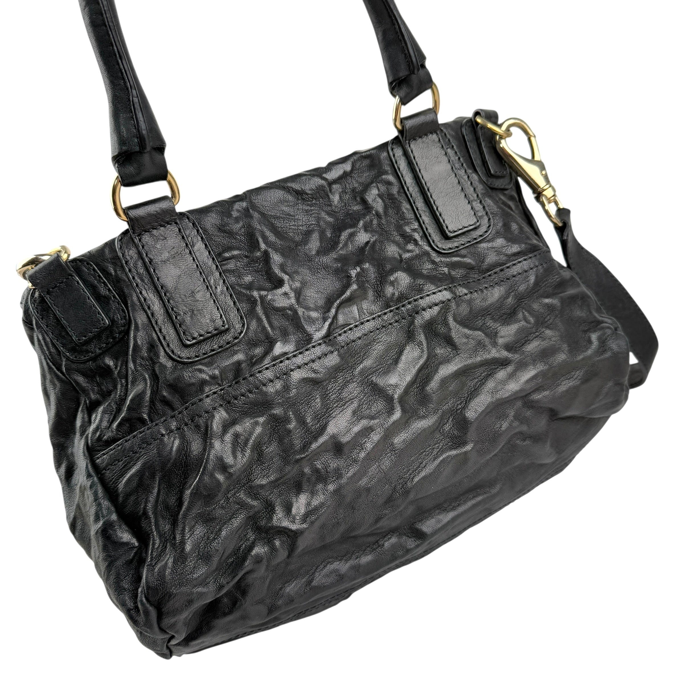 givenchy black sheepskin leather medium pepe pandora bag left back 45