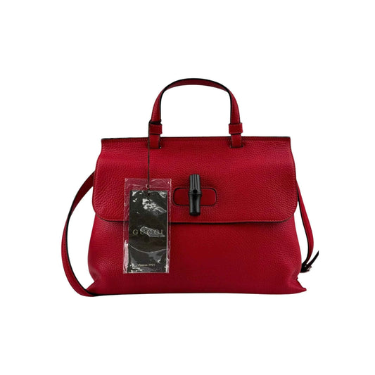 Gucci Bamboo Daily Handbag in Red Leather