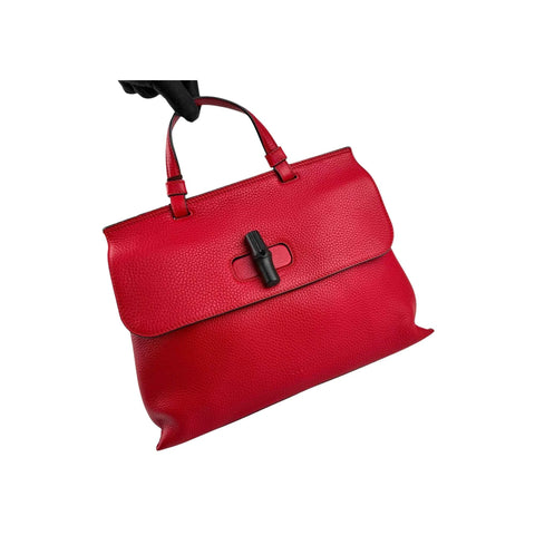 Gucci Bamboo Daily Handbag in Red Leather