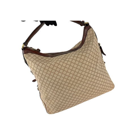 Gucci Beige/Brown Diamante Canvas and Leather Village Double G Hobo