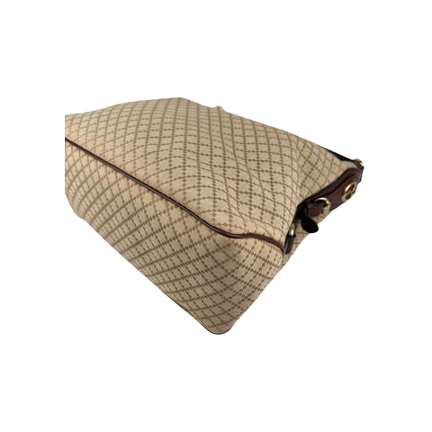 Gucci Beige/Brown Diamante Canvas and Leather Village Double G Hobo