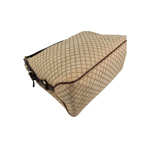 Gucci Beige/Brown Diamante Canvas and Leather Village Double G Hobo
