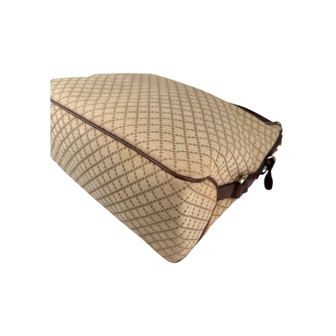 Gucci Beige/Brown Diamante Canvas and Leather Village Double G Hobo