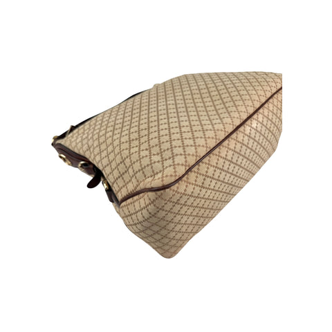 Gucci Beige/Brown Diamante Canvas and Leather Village Double G Hobo