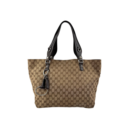 Gucci Beige/Brown GG Canvas Icon Bit Tote Bag