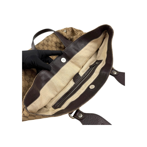 Gucci Beige/Brown GG Canvas Icon Bit Tote Bag