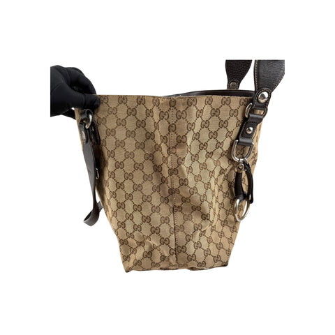 Gucci Beige/Brown GG Canvas Icon Bit Tote Bag