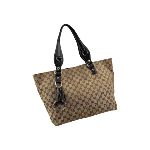 Gucci Beige/Brown GG Canvas Icon Bit Tote Bag