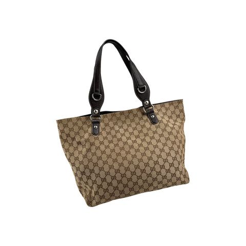 Gucci Beige/Brown GG Canvas Icon Bit Tote Bag