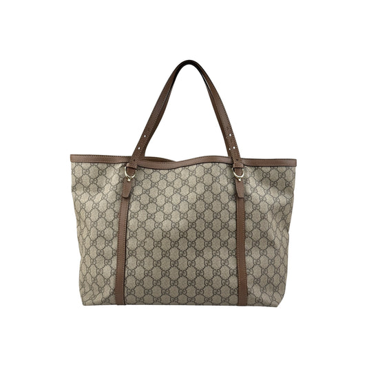 Gucci Beige/Brown GG Supreme Canvas and Leather Nice Tote
