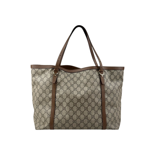 Gucci Beige/Brown GG Supreme Canvas and Leather Nice Tote