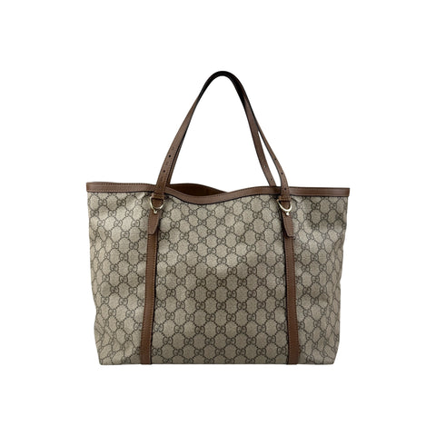 Gucci Beige/Brown GG Supreme Canvas and Leather Nice Tote