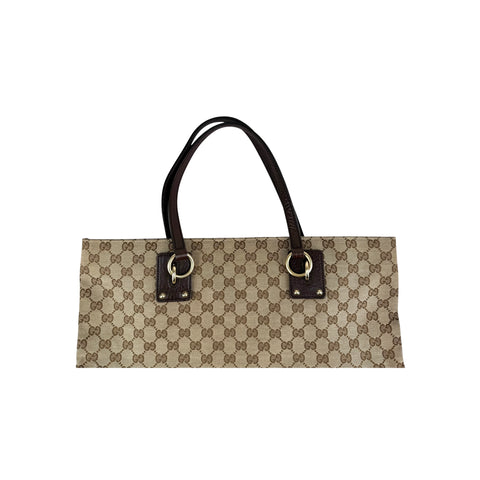 Gucci Beige/Ebony GG Canvas Large Charm Tote Bag