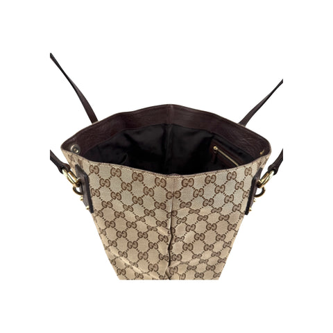Gucci Beige/Ebony GG Canvas Large Charm Tote Bag