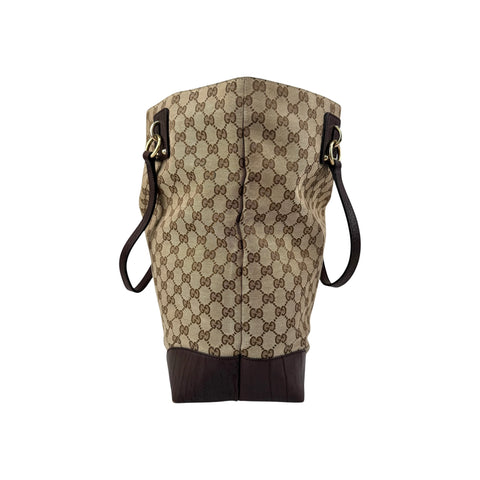 Gucci Beige/Ebony GG Canvas Large Charm Tote Bag