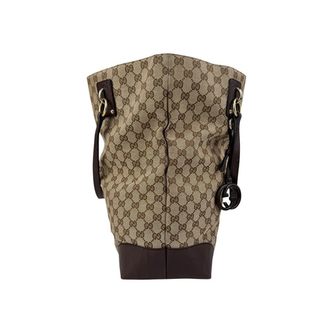 Gucci Beige/Ebony GG Canvas Large Charm Tote Bag