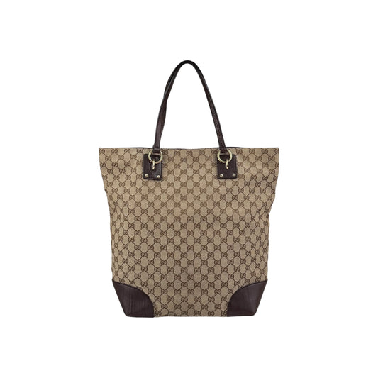 Gucci Beige/Ebony GG Canvas Large Charm Tote Bag