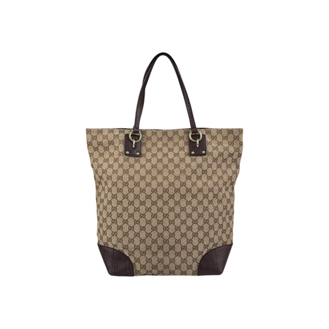 Gucci Beige/Ebony GG Canvas Large Charm Tote Bag